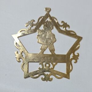 Personalized Goldtone Decorative Ornament with Joy Design